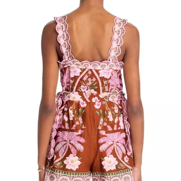 FARM Rio Brown and Pink Floral Jumpsuit - Picture 3 of 6